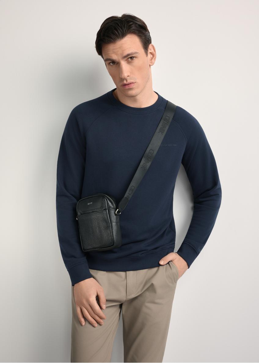 Чорна чоловіча шкіряна сумка з логотипом TORMS-0296A-99(Z25)