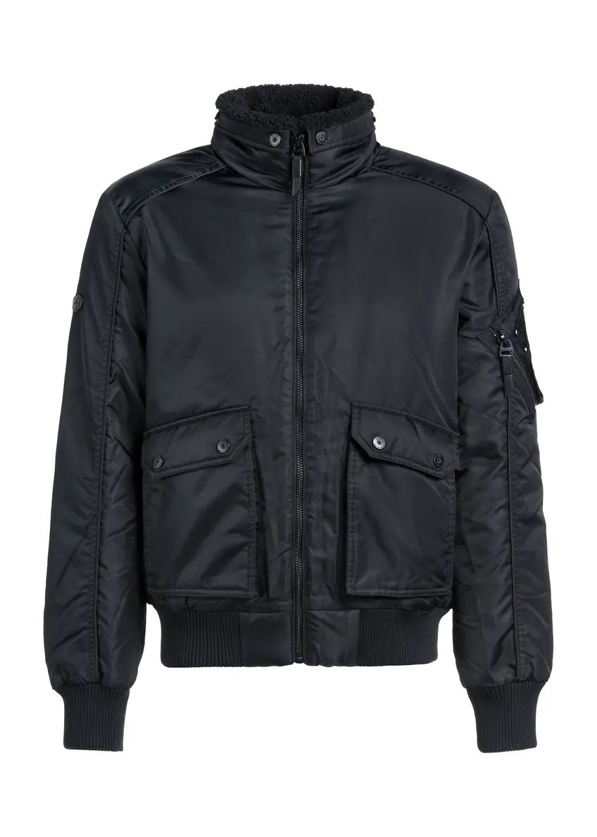 Чорна чоловіча куртка з коміром KURMT-0399-99(Z25)