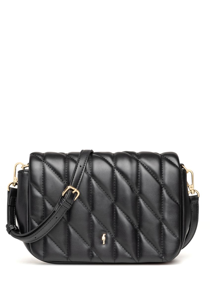 Чорна жіноча сумка з прострочкою TOREC-1151-99(W26), вигляд виробу спереду на білому тлі.