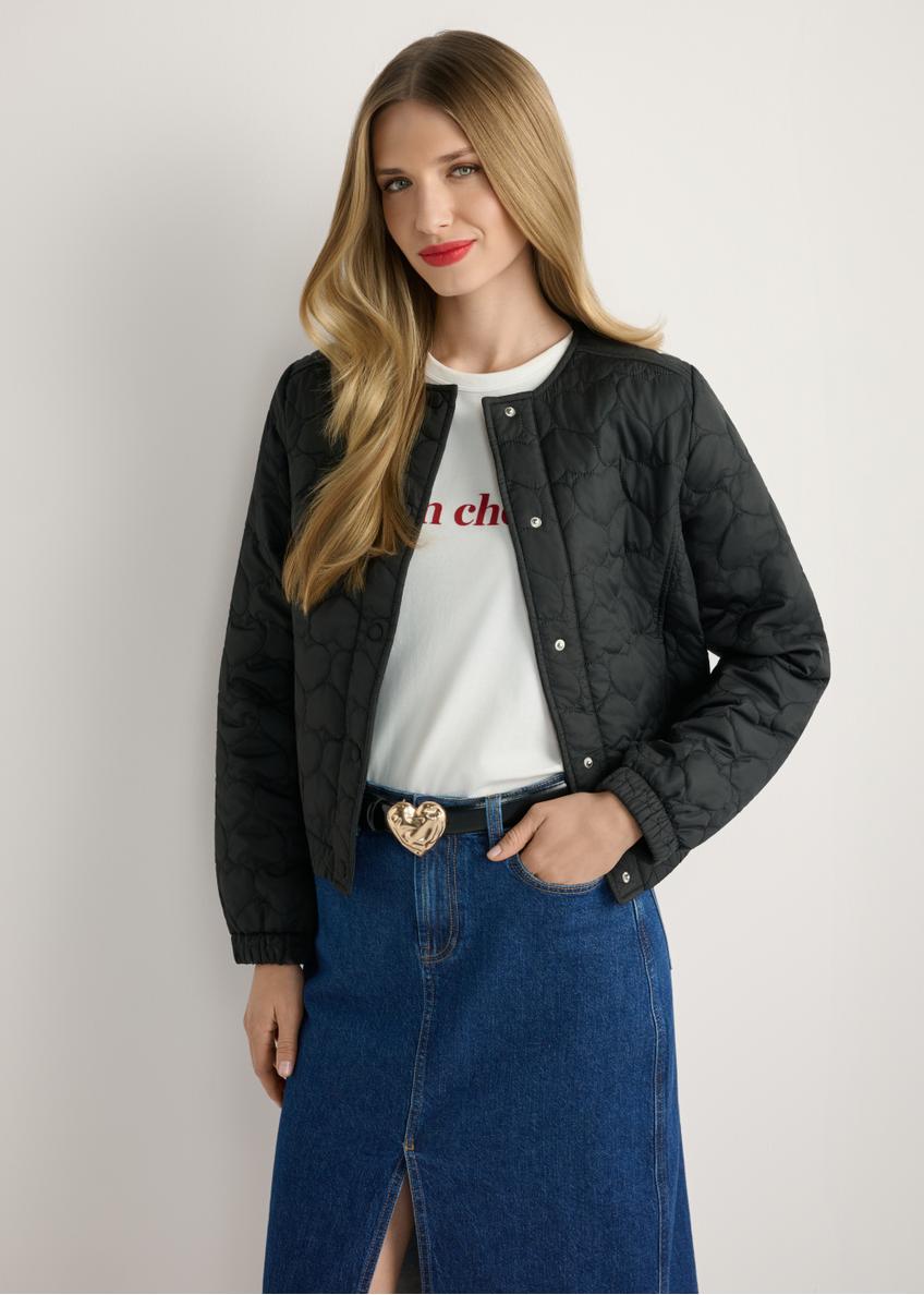 Чорна стьобана жіноча куртка KURDT-0630-99(W26)