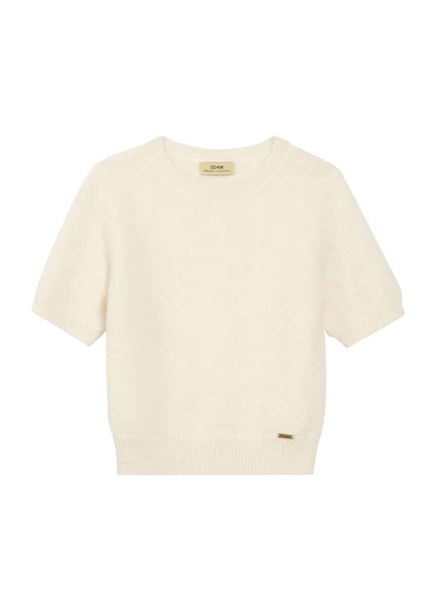 Вовняний жіночий пуловер з коротким рукавом SWEDT-0256-12(Z25)