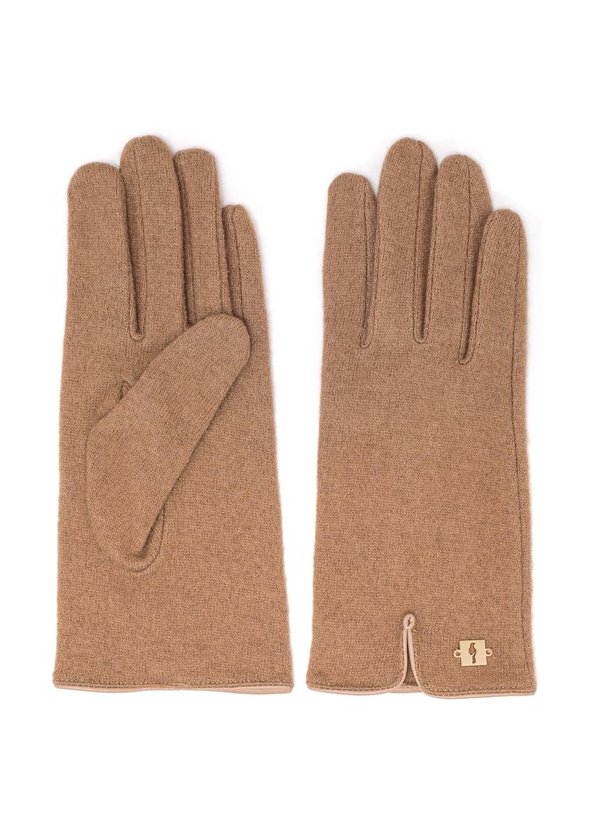 Camelowe wełniane rękawiczki damskie REKDT-0027A-24(Z25)