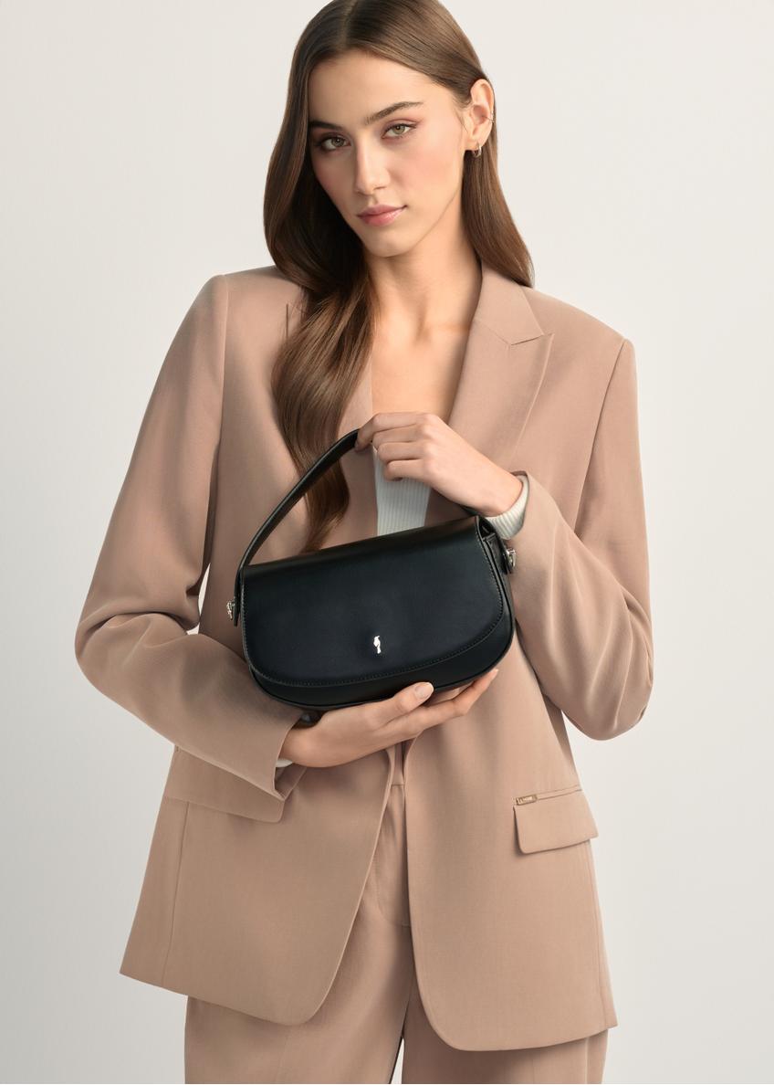 Маленька чорна жіноча сумка-поштарка TOREC-1185-99(W26)