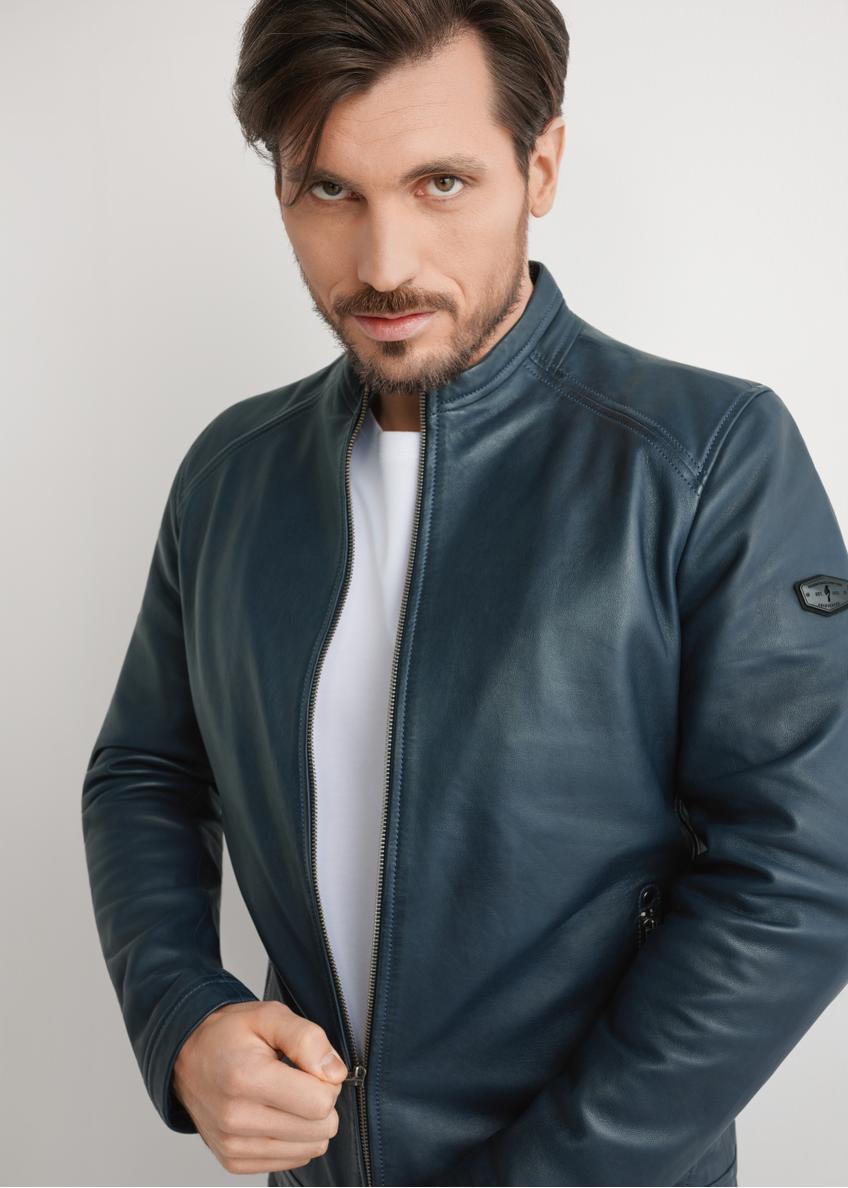 Темно-синя чоловіча шкіряна куртка KURMS-0329-7E(W26)