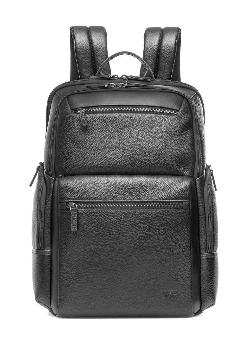Czarny pojemny plecak skórzany PLCMS-0023-99(Z25)