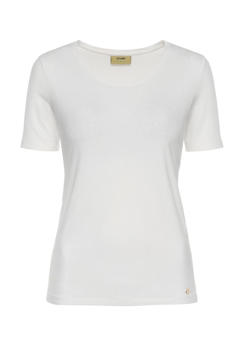 T-shirt kremowy damski basic TSHDT-0114-12(Z24)-03