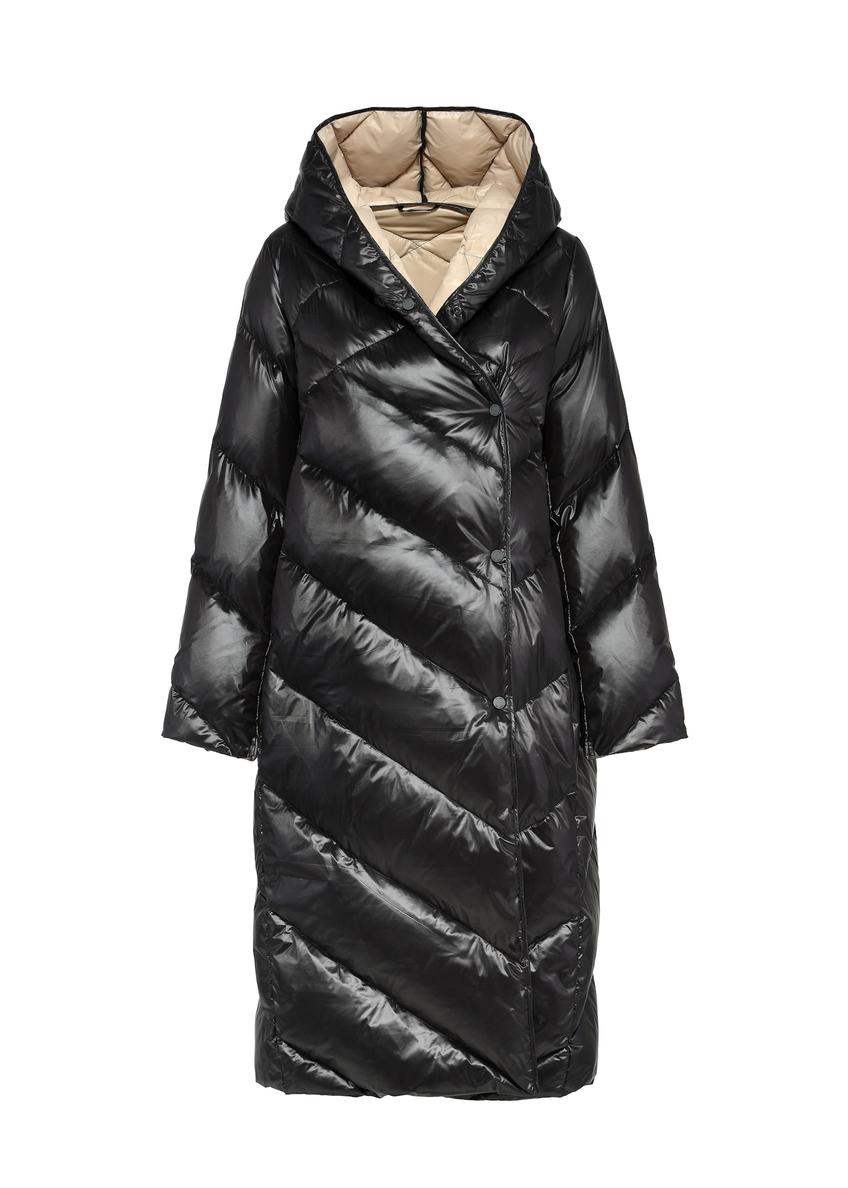 Довга жіноча зимова куртка чорного кольору KURDT-0542A-98(Z25)