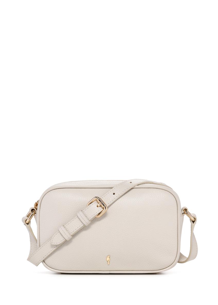 Жіноча сумка кремової шкіри TORES-1103B-0B(W26), вигляд виробу спереду на білому тлі.