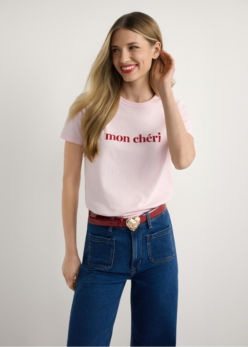 Світло-рожева жіноча футболка з принтом TSHDT-0152-5A (W26)