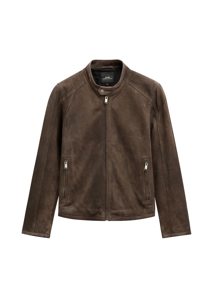 Коричнева чоловіча замшева куртка KURMS-0396-1I(W26)