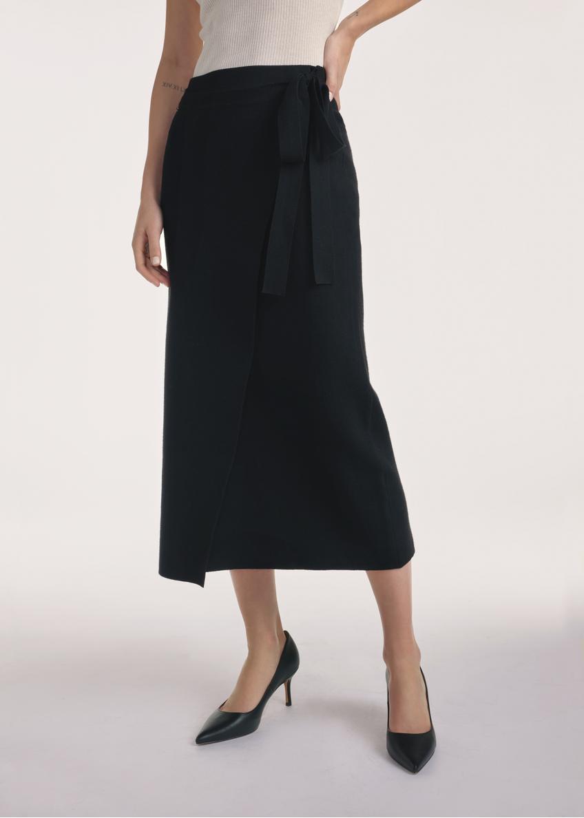 Чорна жіноча спідниця міді SPCDT-0114-99(Z25)