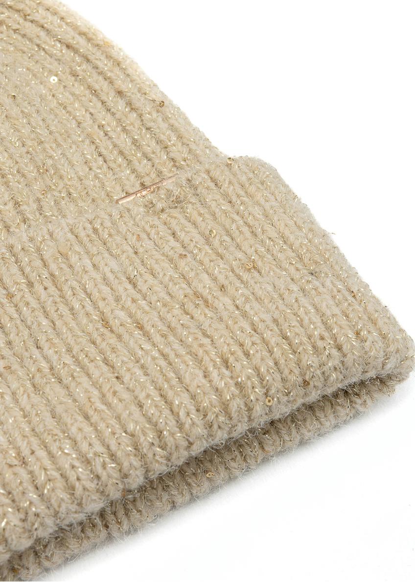 Бежева жіноча шапка з додаванням вовни CZADT-0218-81(Z25)