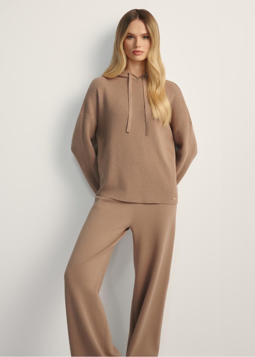 Bluza damska z kapturem w kolorze camelu BLZDT-0116-24(Z25)