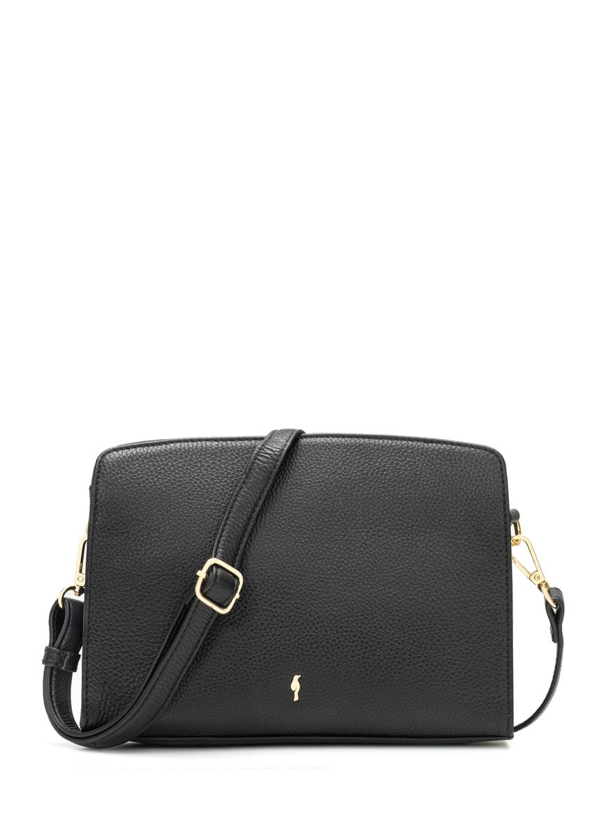 Czarna skórzana średnia torebka damska TORES-1279-9I(W26)