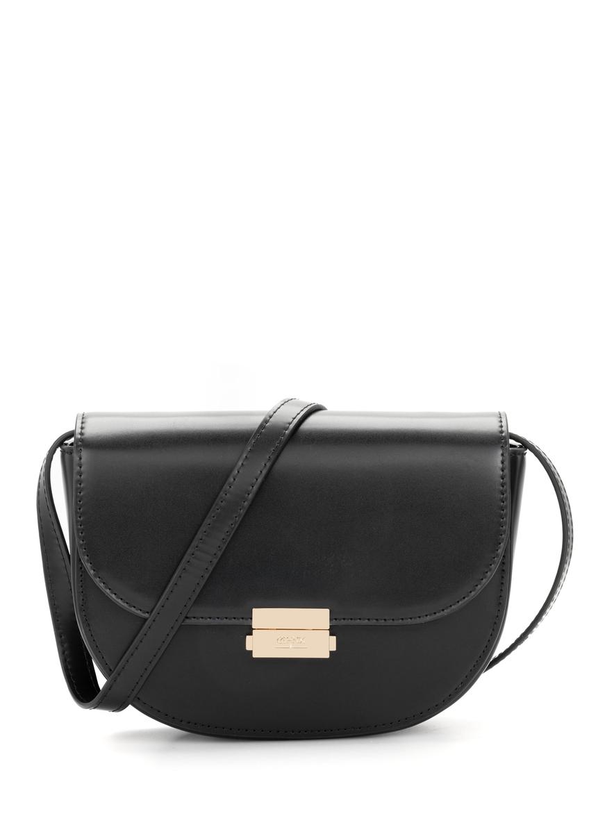 Чорна напівкругла жіноча сумка-месенджер TOREC-1127-99(W26), вигляд виробу спереду на білому тлі.