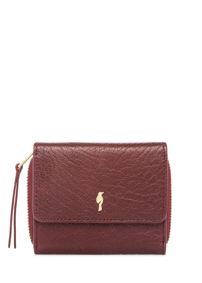 Невеликий складаний жіночий шкіряний гаманець PORES-0816-4C(W26), вигляд виробу спереду на білому тлі.