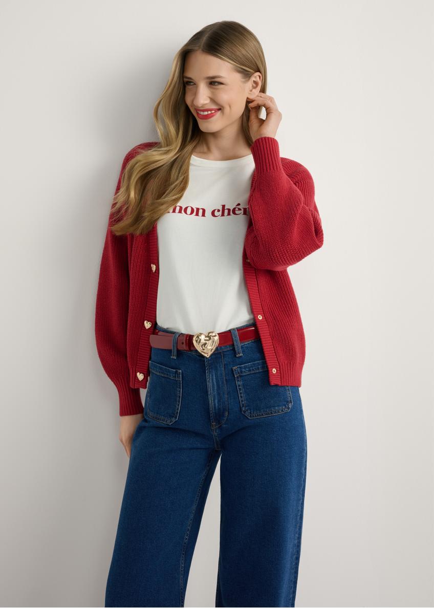 Червоний жіночий кардиган KARDT-0062-4B(W26)