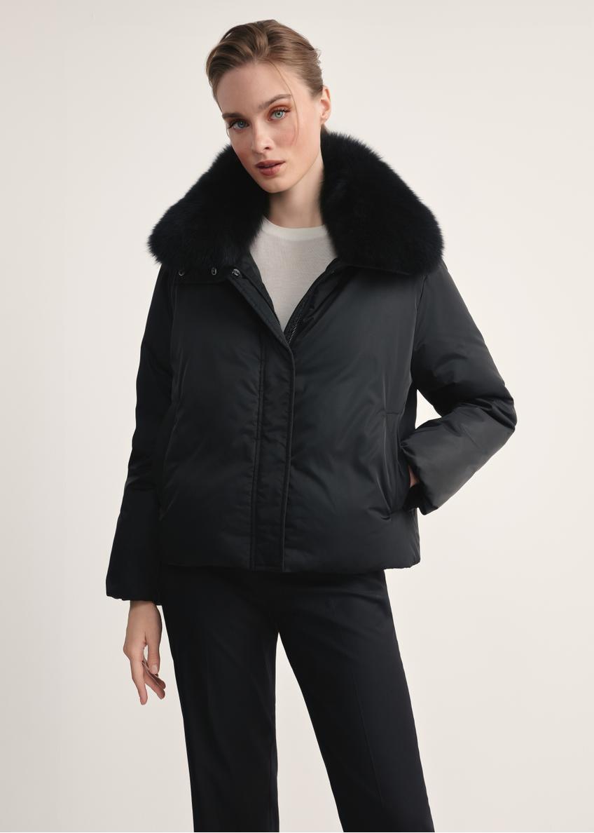 Чорна зимова жіноча куртка з натуральним хутром KURDT-0593-99(Z25)