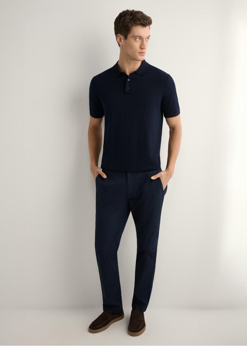 Темно-синя чоловіча футболка-поло з шовком POLMT-0094-7E(W26)
