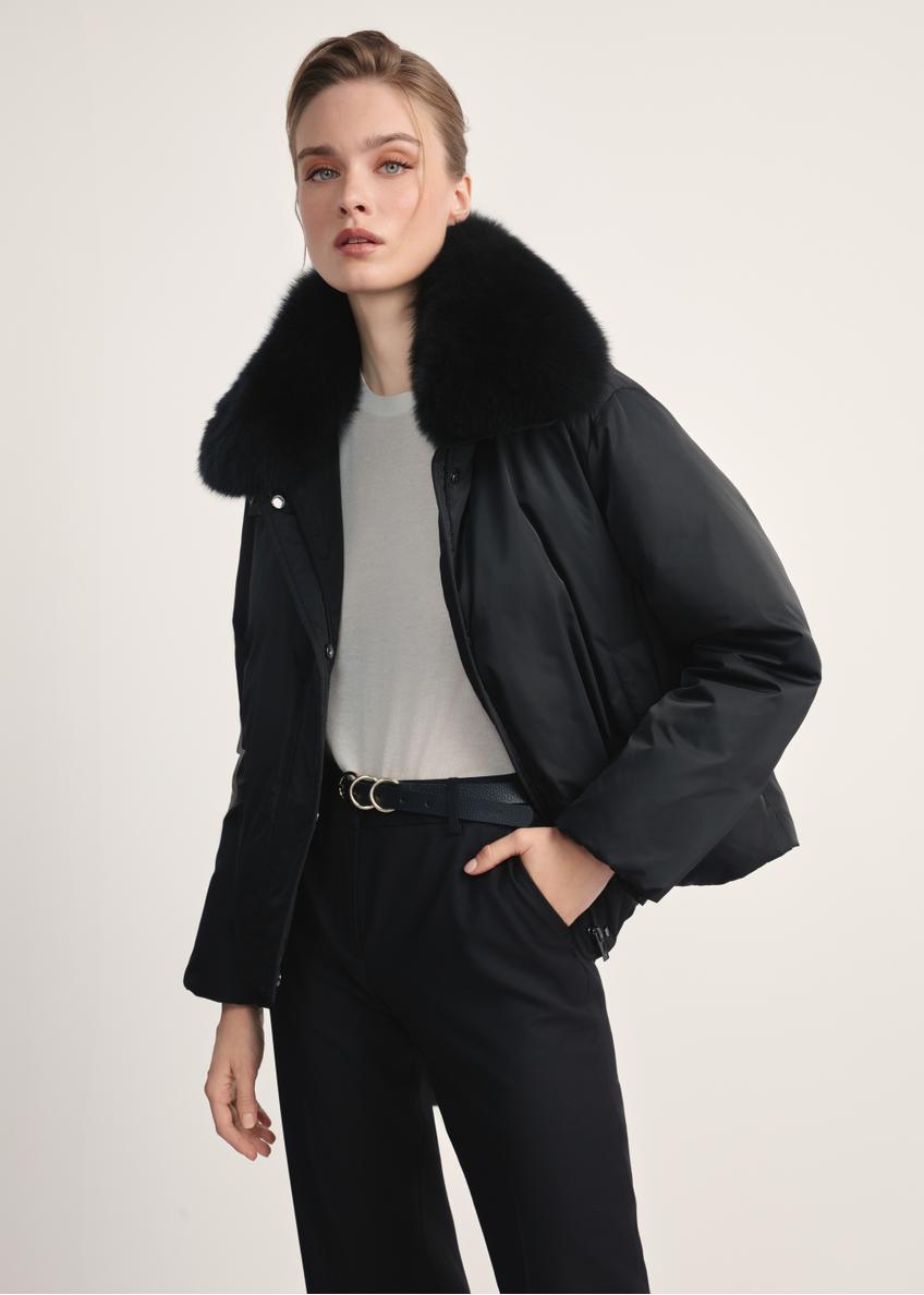 Чорна зимова жіноча куртка з натуральним хутром KURDT-0593-99(Z25)