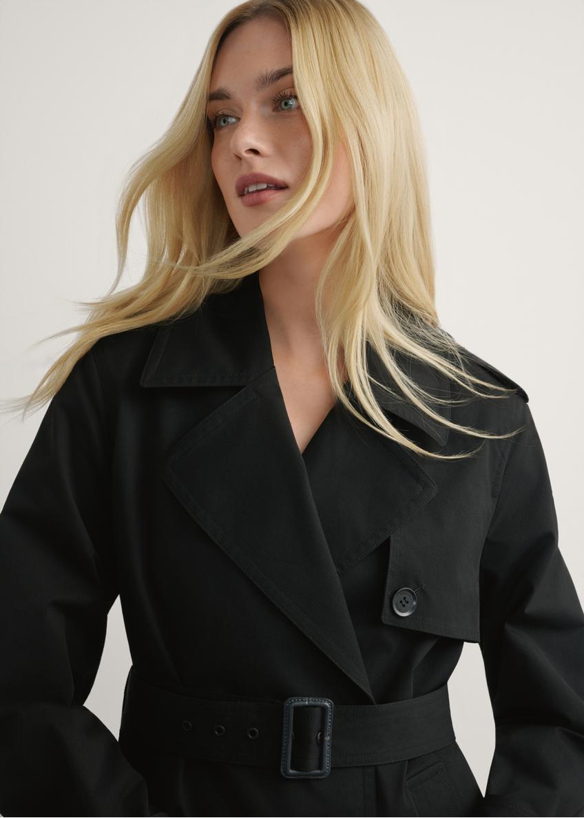 Довгий чорний жіночий плащ KURDT-0512-99(W25)