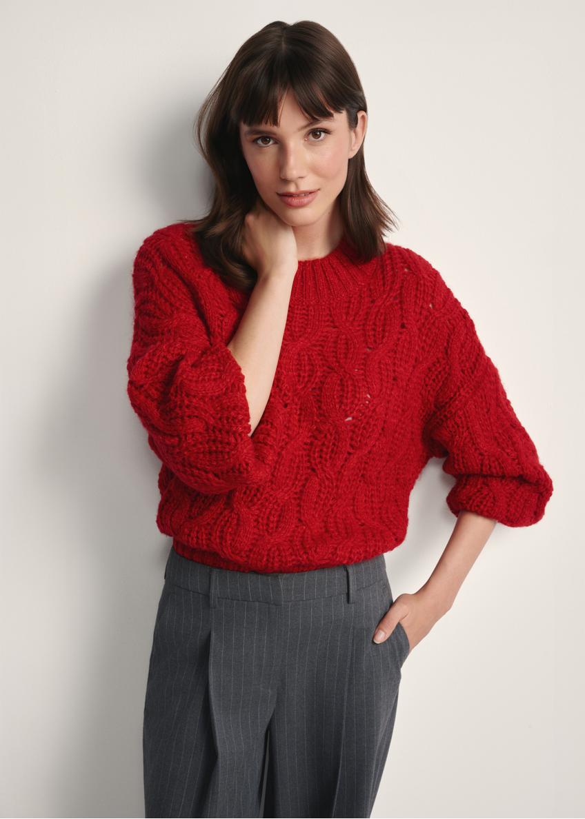 Червоний жіночий светр з вовняної суміші SWEDT-0236-42(Z25)