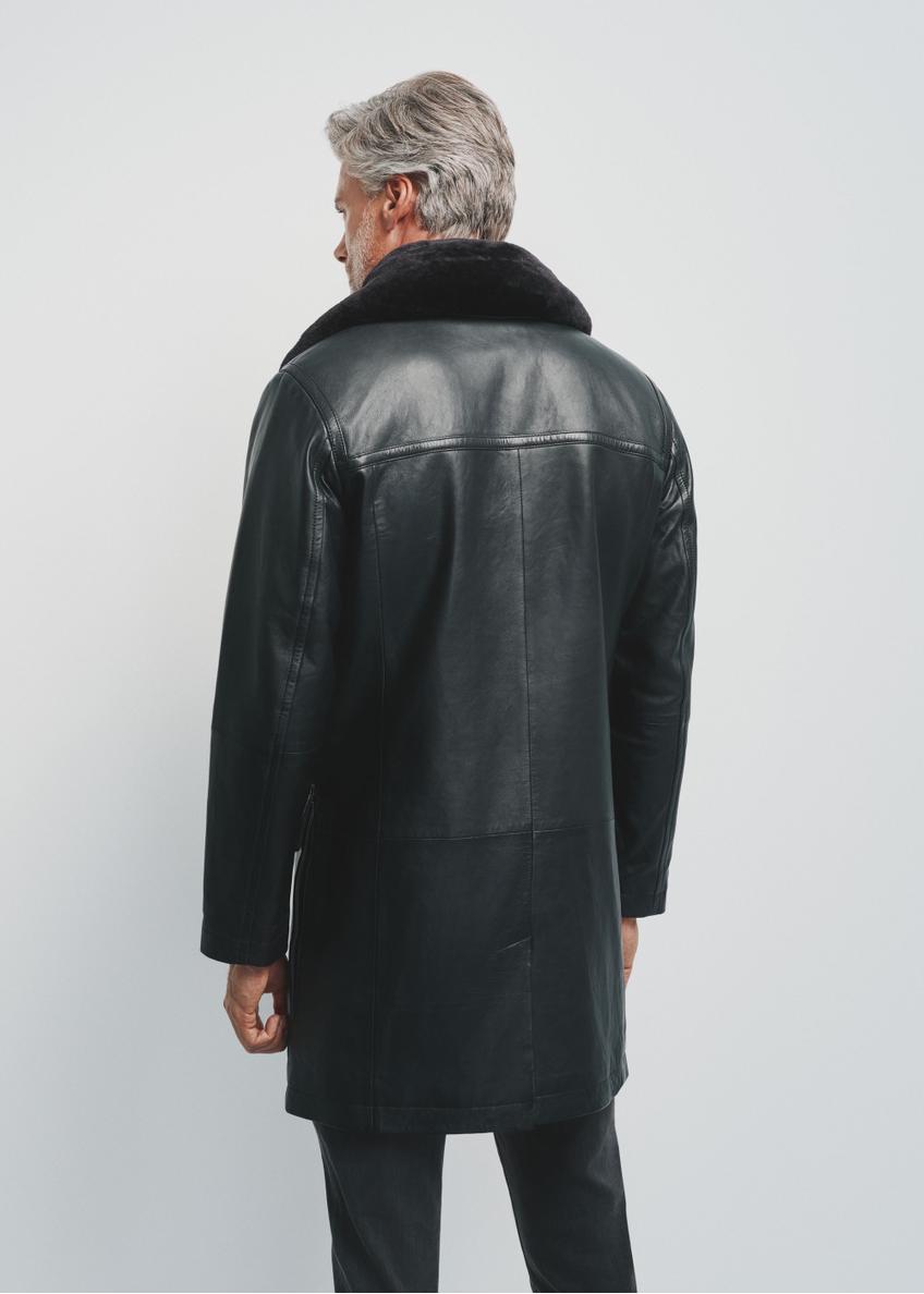 Чорне чоловіче шкіряне пальто KURMS-0345-2745(Z25)