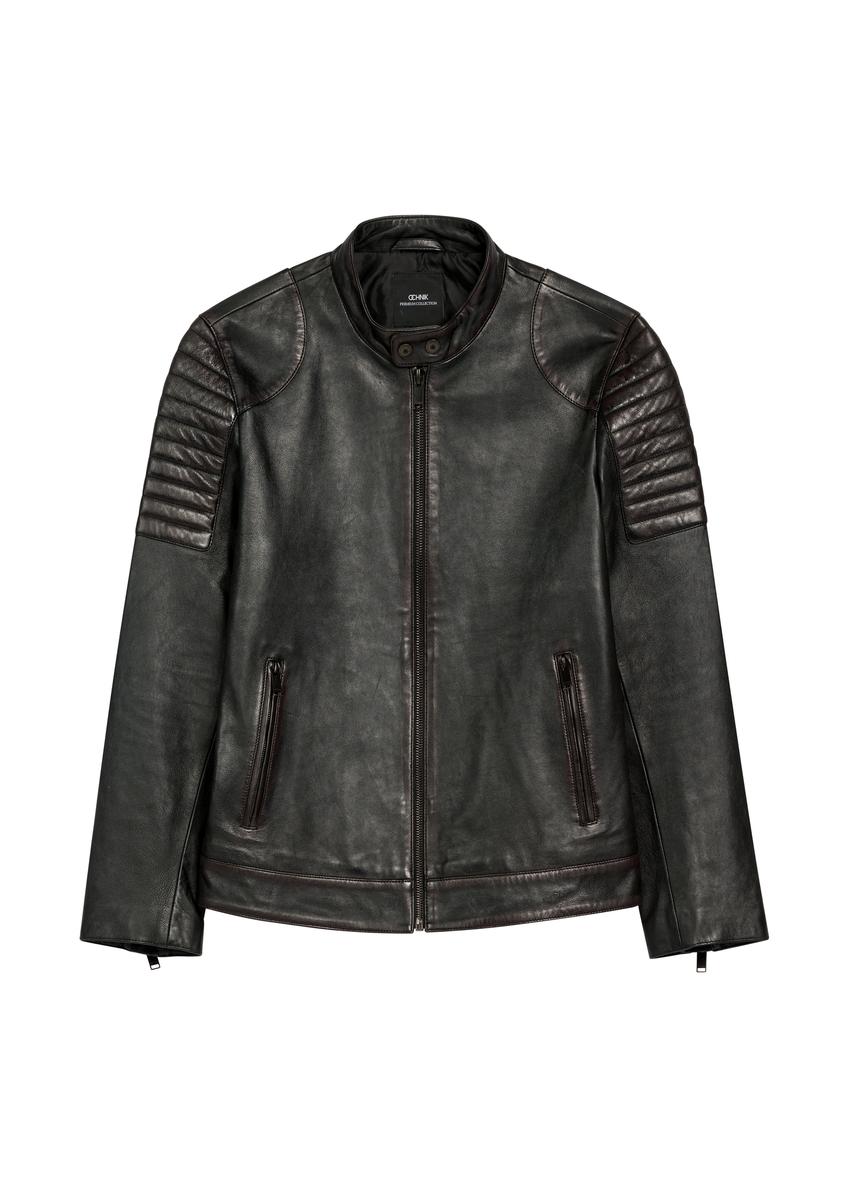 Чорна чоловіча шкіряна куртка KURMS-0394-99(W26)