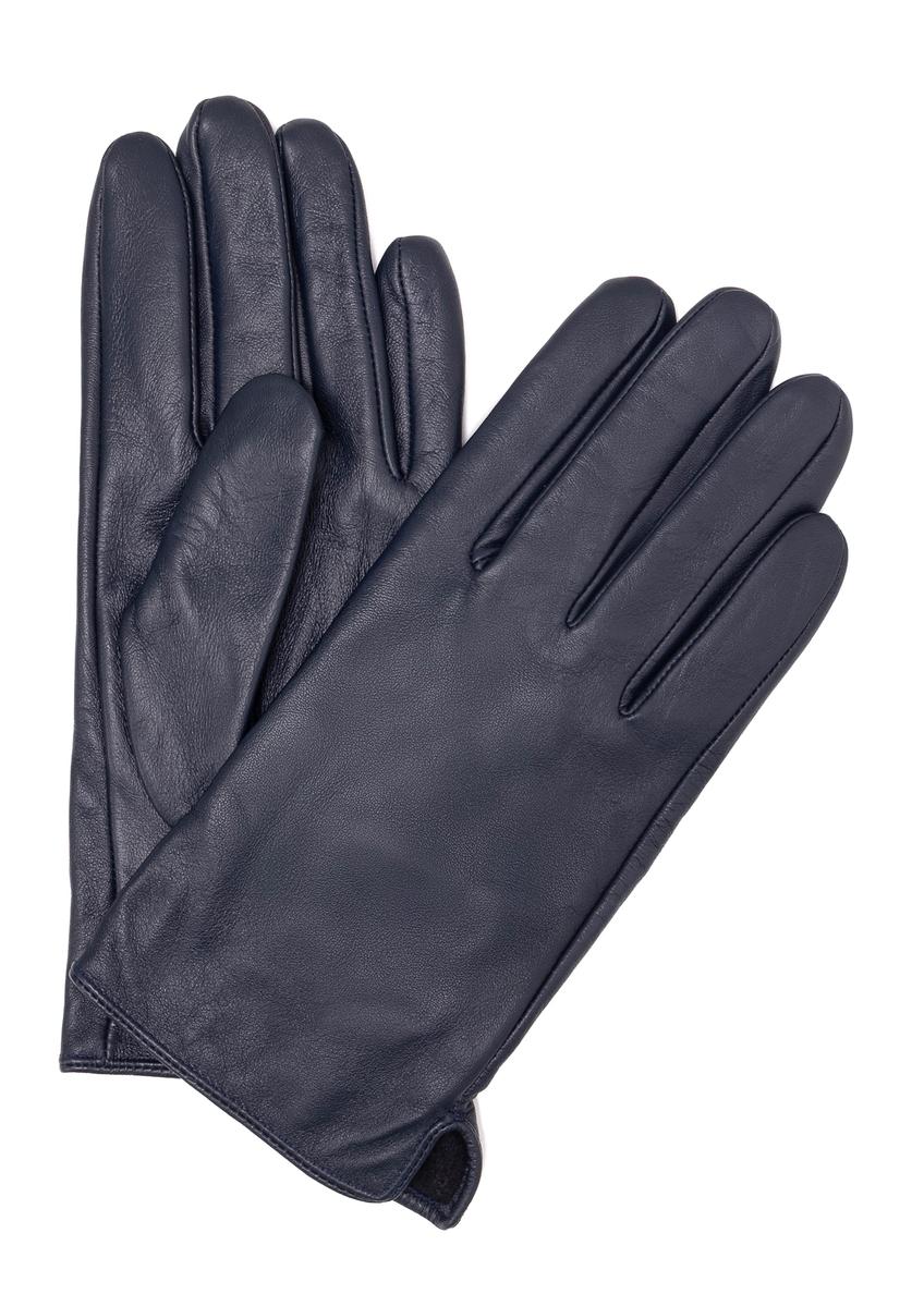 Чоловічі темно-сині шкіряні рукавички REKMS-0009A-69(Z25), вигляд виробу спереду на білому тлі.
