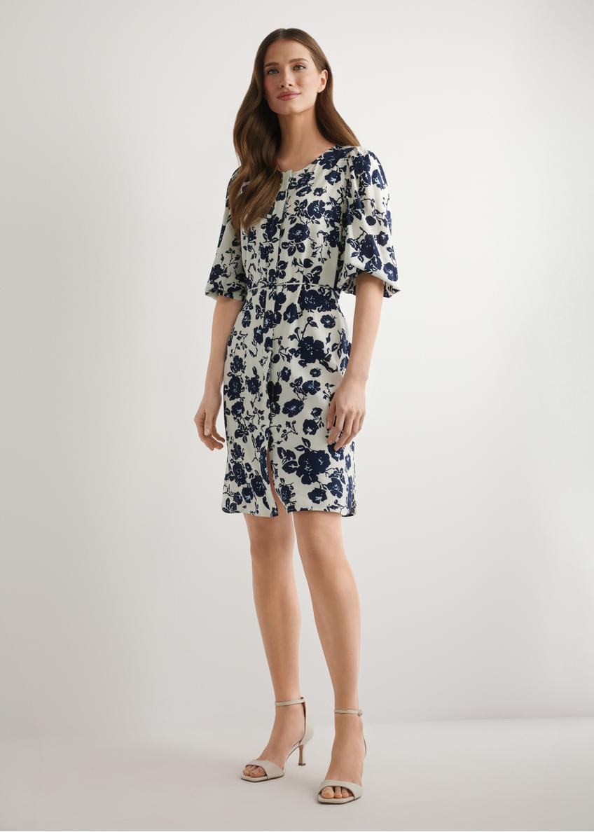 Сукня з віскози з темно-синіми квітами SUKDT-0271-7P(W26)