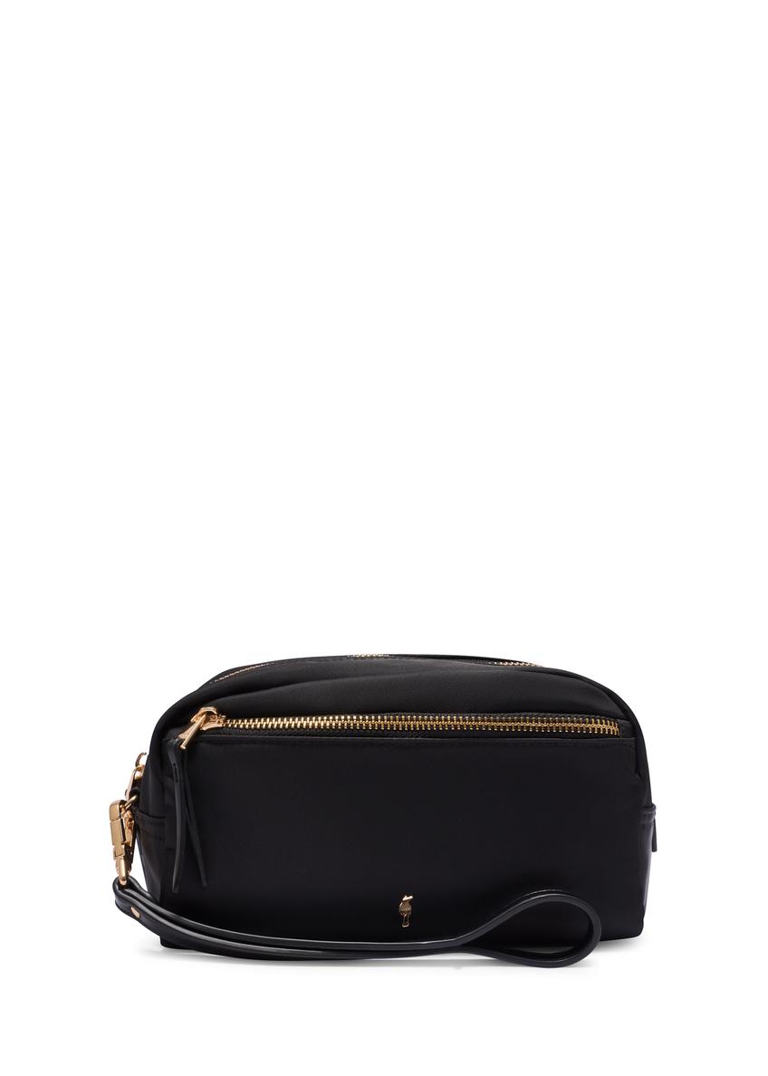 Чорна жіноча косметичка TOREN-0347-99(W26), вигляд виробу спереду на білому тлі.