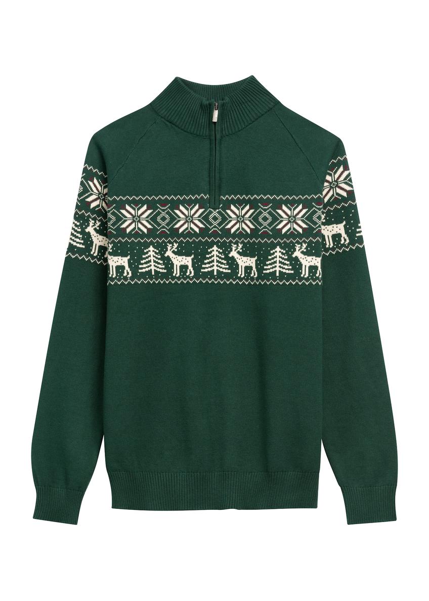 Чоловічий зелений бавовняний светр SWEMT-0178-54(Z25)