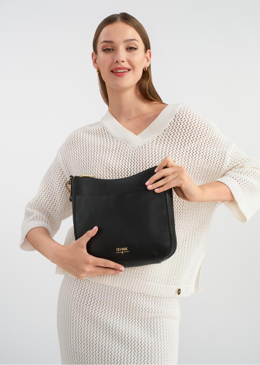 Czarna skórzana torebka damska na ramię TORES-1115-99(W25)