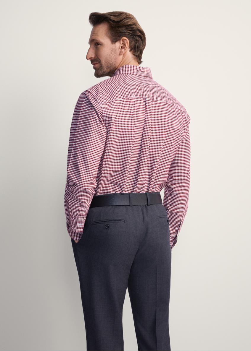 Чоловіча сорочка в бордову клітинку KOSMT-0345-49(Z25)