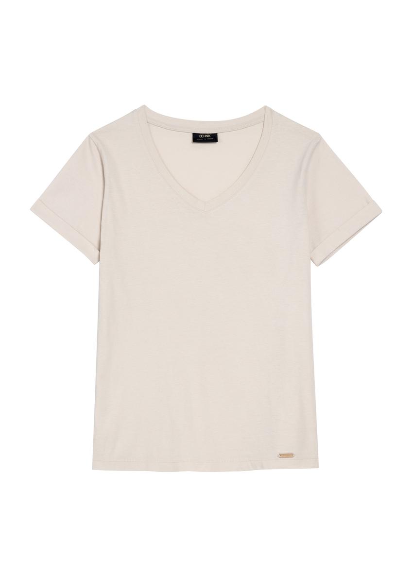 Жіноча бежева футболка з V-подібним вирізом TSHDT-0118A-80(Z25)