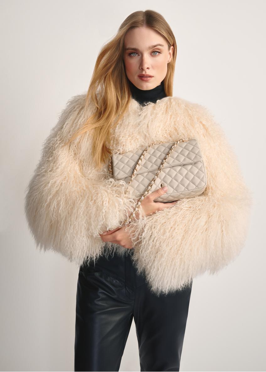 Кремова стьобана сумка на ланцюжку TOREC-0443E-12(Z25)