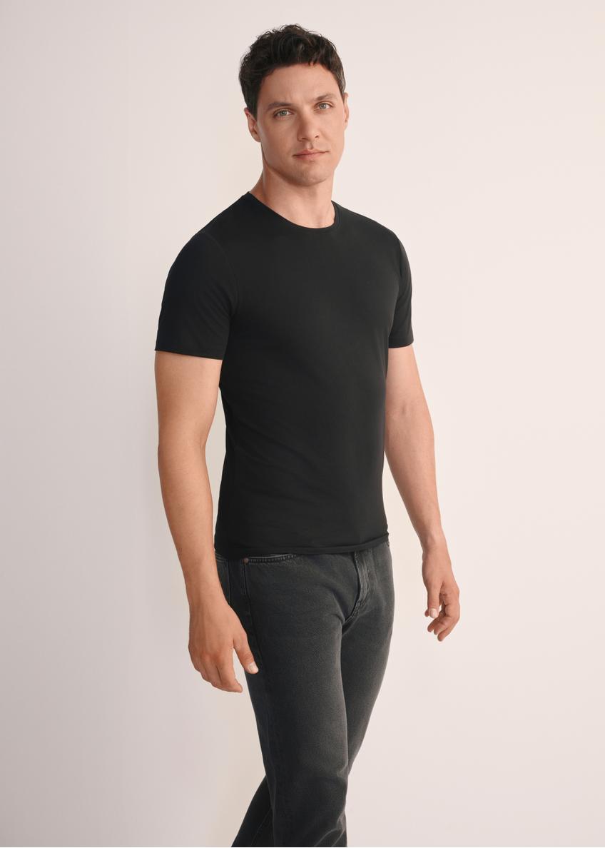 Чоловіча чорна базова футболка з логотипом TSHMT-0091-99(KS)