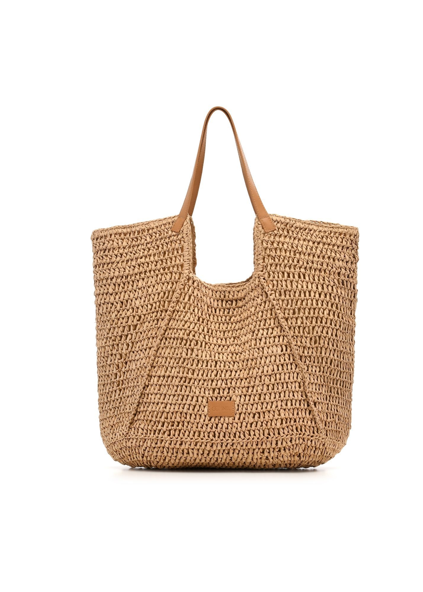 Beżowa pleciona torebka shopper TOREC-1223-1E(W26)