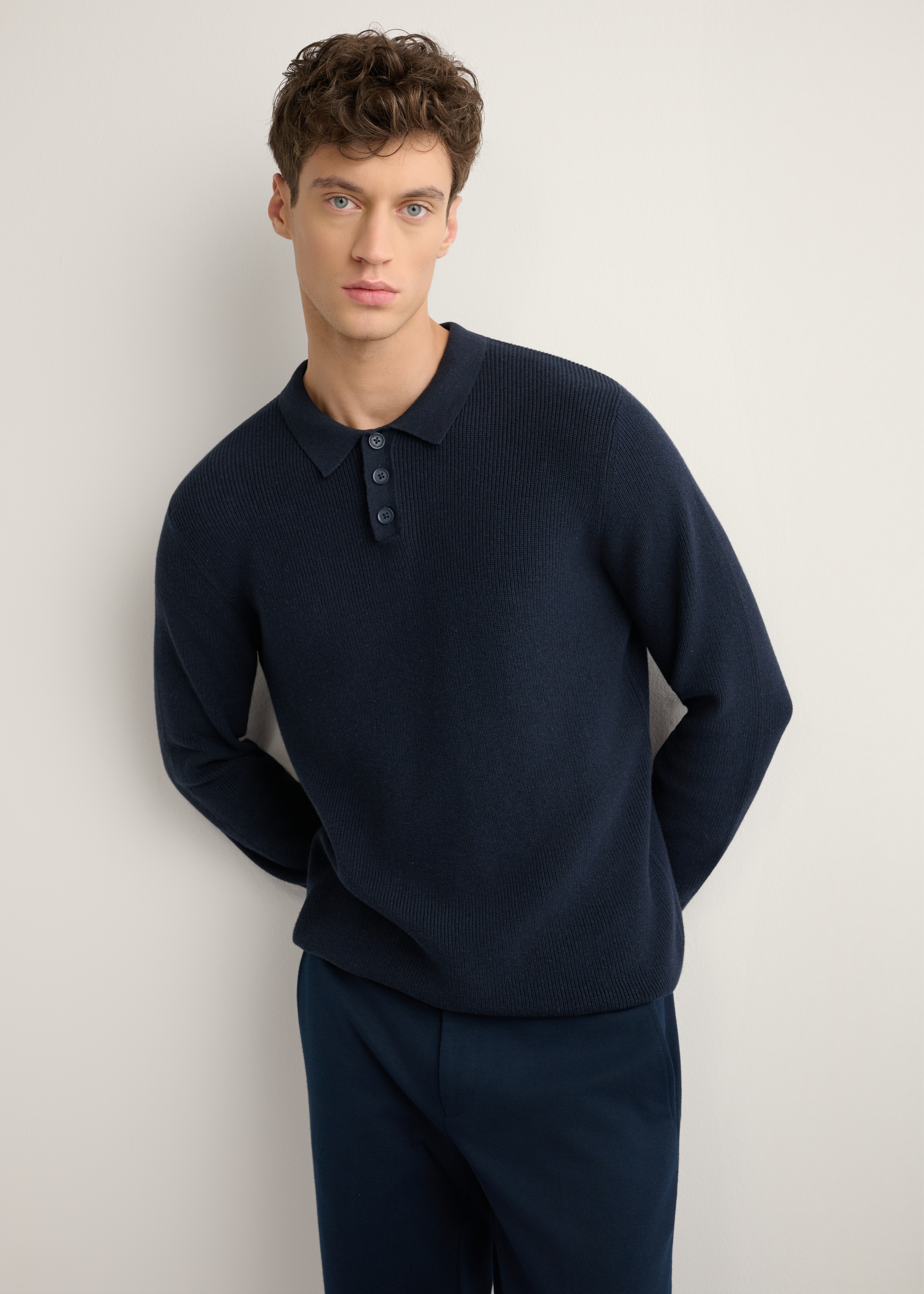 Granatowy bawełniany sweter męski SWEMT-0188-7E(W26)