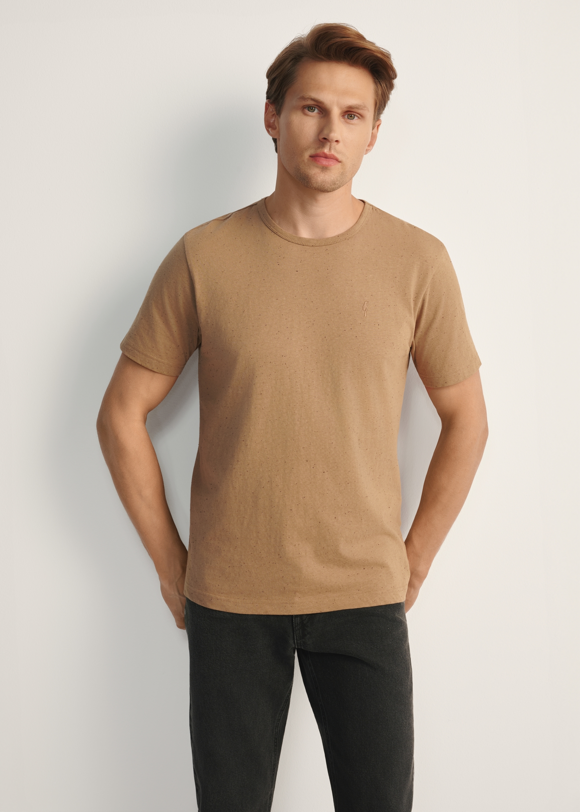 Чоловіча футболка світло-коричневого кольору TSHMT-0130-24(Z25)