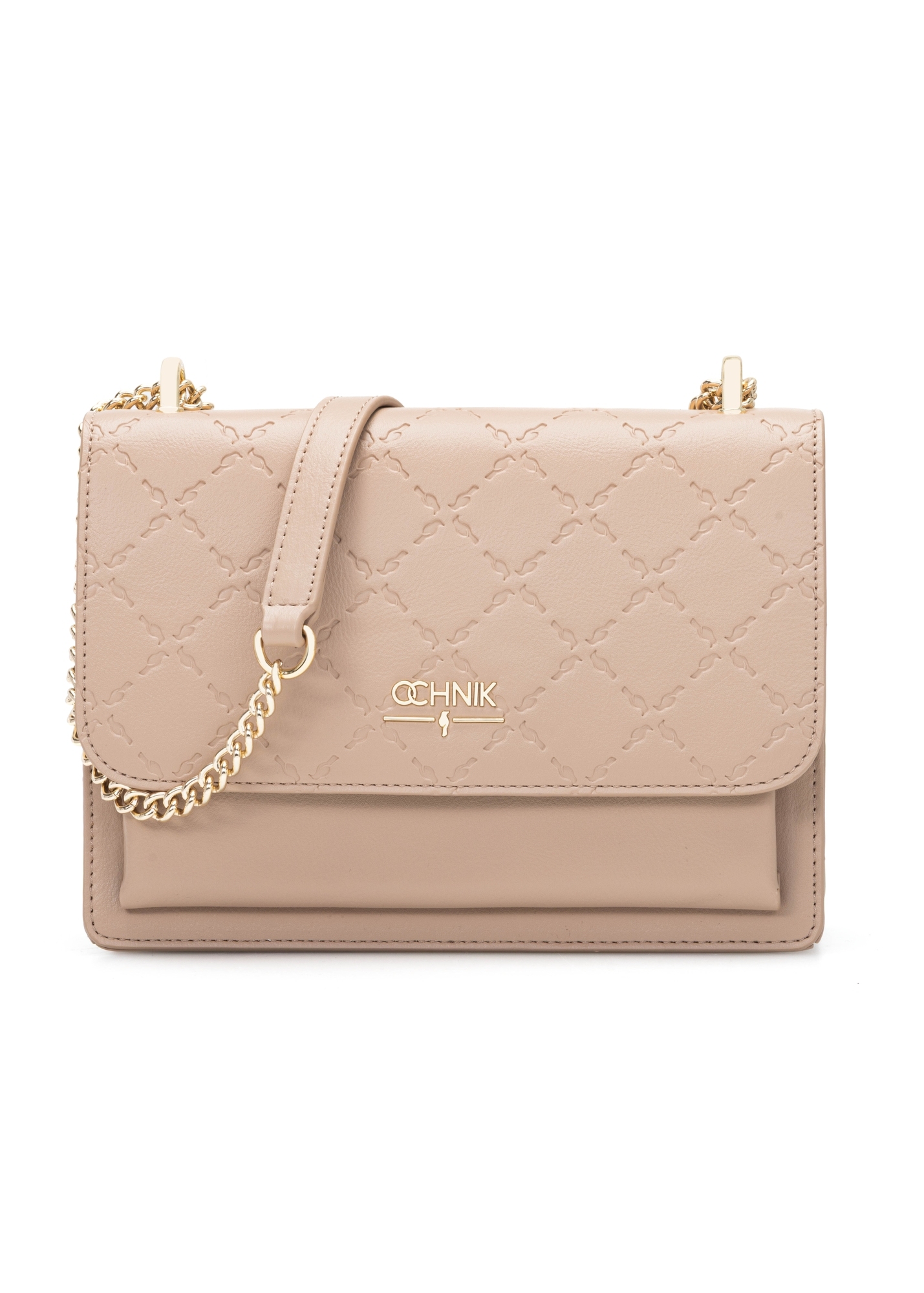 Beżowa torebka damska z monogramem TOREC-1155-1A(W26)