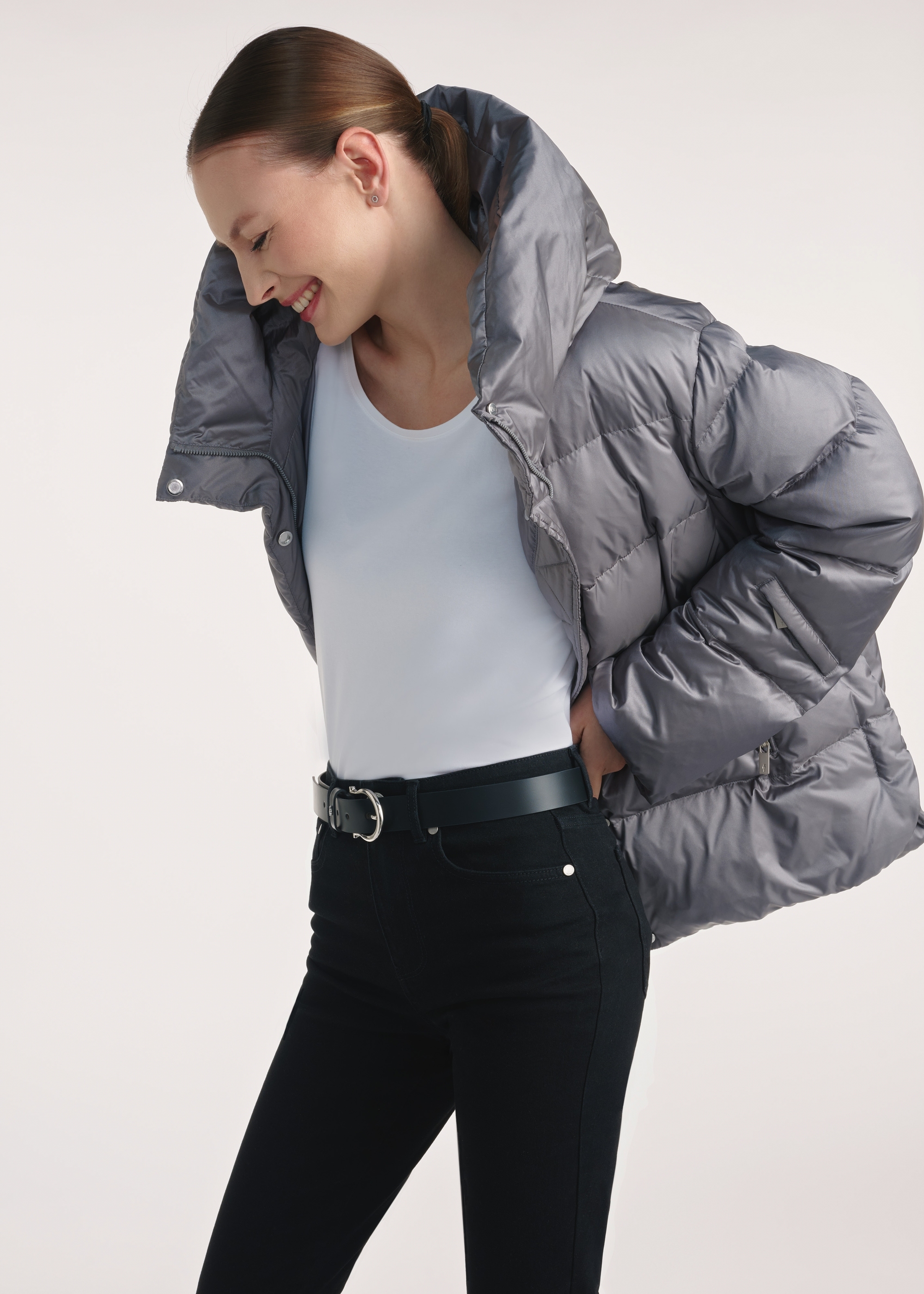 Сіра жіноча зимова куртка пуховик KURDT-0585-91(Z25)